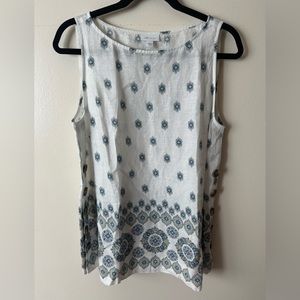 J. Jill Love Linen Boho Paisley Tank Top Size Medium